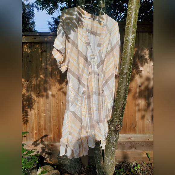 Free‎ people Agnes plaid Mini Dress Neutral Combo Women's XS - Picture 5 of 7